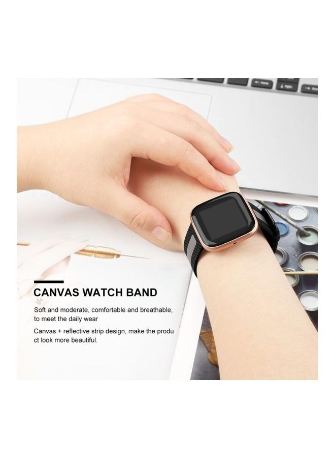 NIBEMINENT Reflective Canvas Strap For Fitbit Versa Black - Image 3