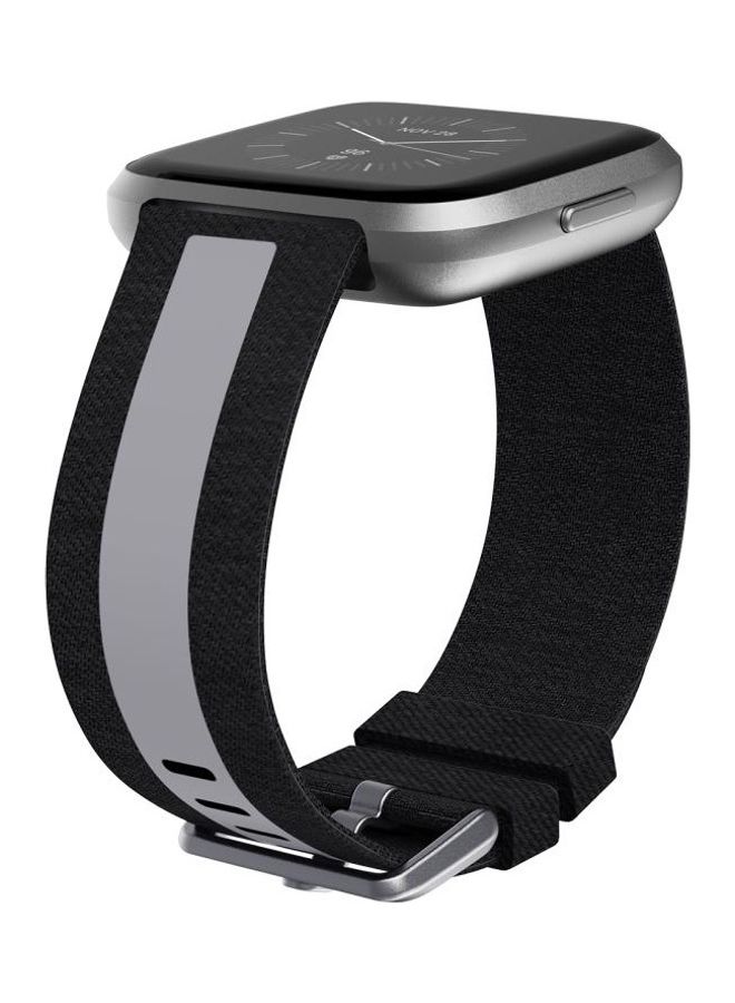 NIBEMINENT Reflective Canvas Strap For Fitbit Versa Black - Image 2