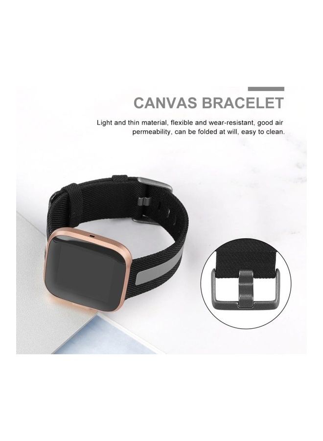 NIBEMINENT Reflective Canvas Strap For Fitbit Versa Black - Image 5