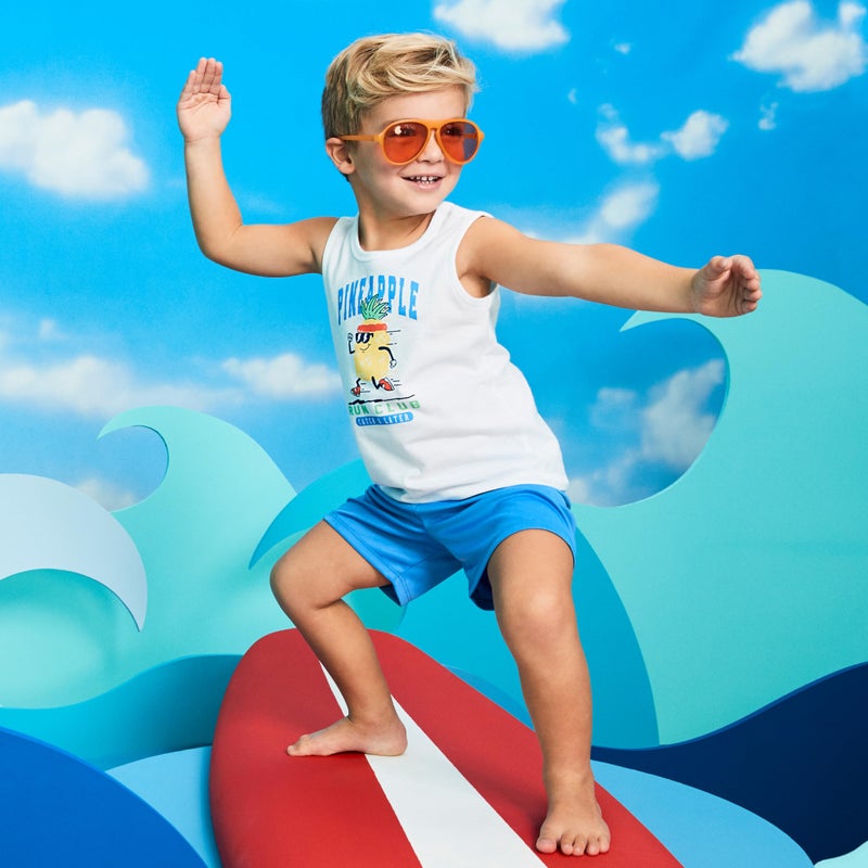 Garanimals Baby & Toddler Boy Beach Tank Tees - Kid's Sleeveless Tank Top - Size 3T - Off-White, Blue, Yellow, Medium Grey, White - 5 Pack - Image 2