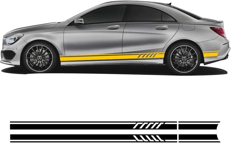 ملصقات جانبية للسيارة من LINGYUE لمرسيدس بنز فئة CLA CLA45 CLA250 CLA200 CLA180 AMG W117 C117 X117، ملصقات خطوط تنورة السيارة الجانبية، زخارف فينيل، ملصق زخرفة إكسسوارات، أسود
