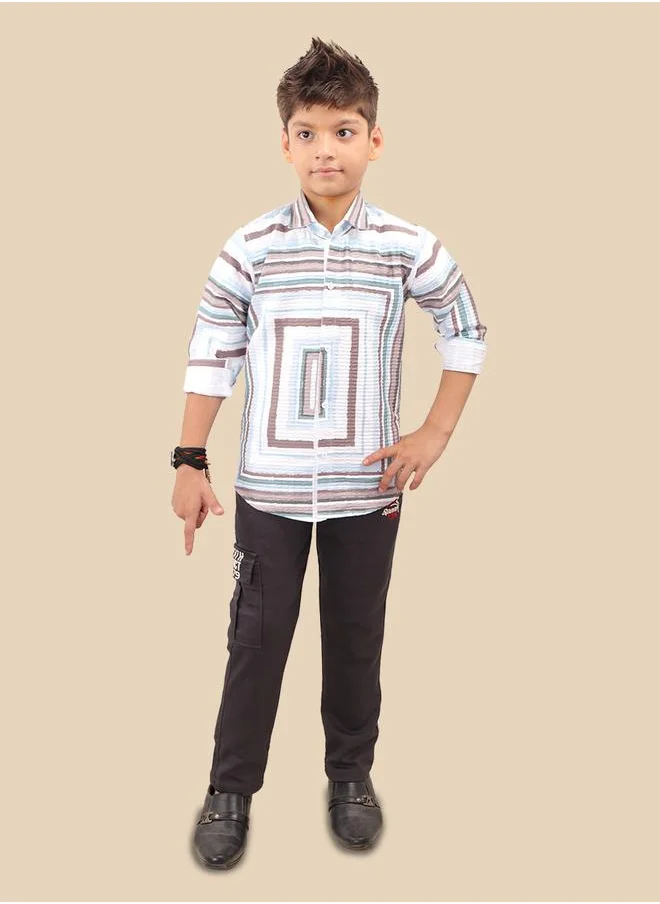 تي اس تريندس Ts Trends Printed Long Sleeve Shirt and Pants Set