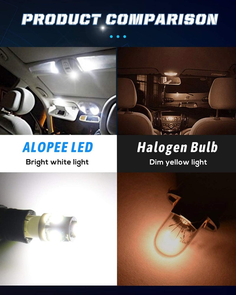 Alopee W5W 501 LED Interior Car Lights Bulbs, T10 194 White LED Bulbs 12V 5SMD 5050 Chips 7000K Replacement Bulbs For Map Dome Courtesy License Plate Dashboard Side Marker Light (20Pack) - Image 5