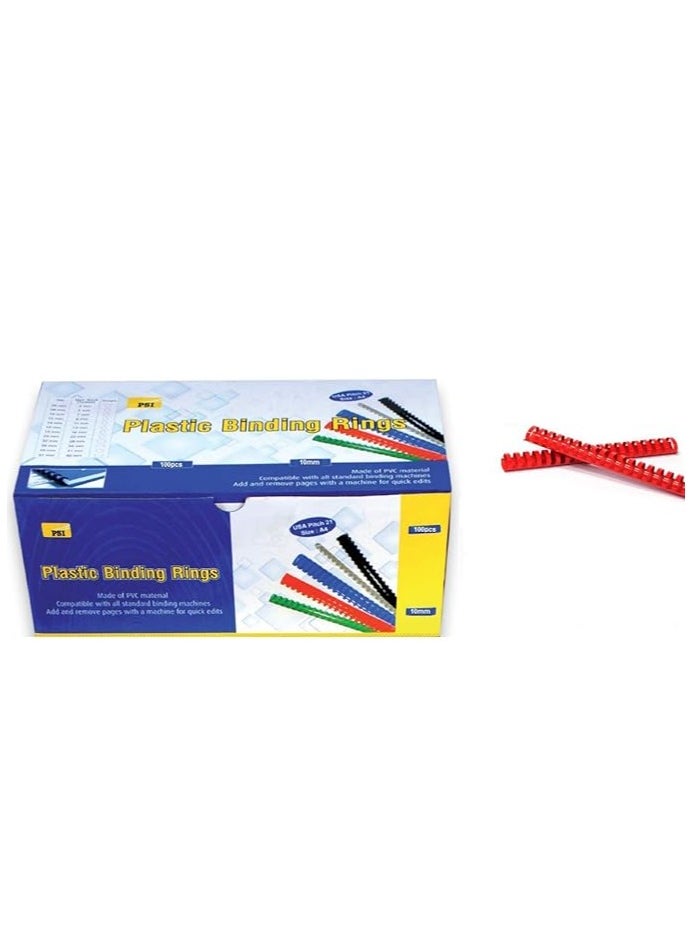 Psi Plastic Binding Ring 10mm, Red  - Image 1
