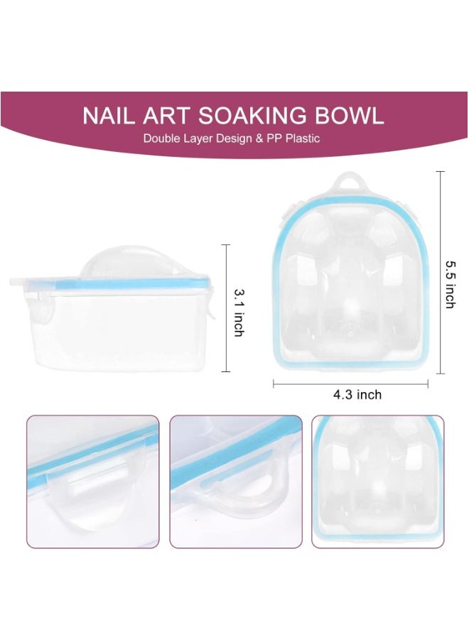 globalstar Globalstar Double Layer Nail Soaking Bowls (Blue, 2 PCS) - Upgrade Thicken Acetone Soaking Bowls for Gel Polish Removal  - Image 2