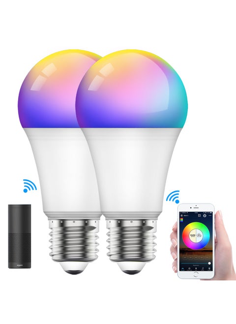 2pcs Smart Light Bulb, Multi Color Changing Dimmable Smart Wifi And Bluetooth Compatible With Alexa And Google Home Assistant