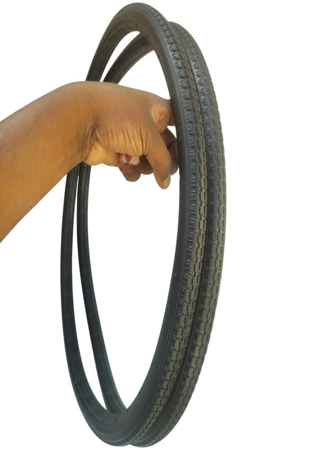 eOnekart Replacement Wheelchair Puncture Proof Solid PU Rear Wheel Tires 24 Inch (24×13/8) - Black (Pack Of 2) - Image 2