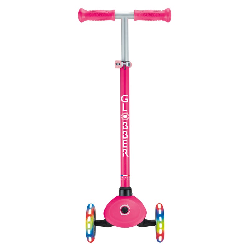 Globber Master Lights Foldable 3-Wheel Kick Scooter (Pink)