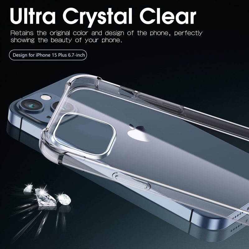 ACLIX Clear Case for iPhone 15 Plus  Anti-Burst Ultra Clear Anti-Scratch Shockproof Cover, Hard PC Back + Soft TPU Bumper with Airbag Protection - Image 2