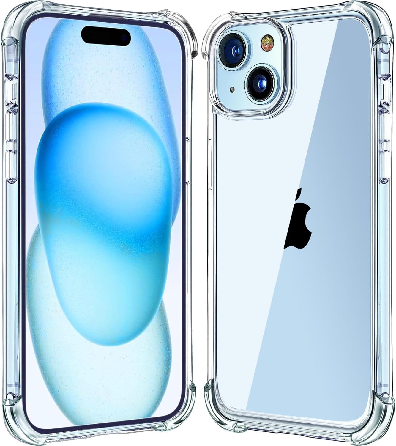 Clear Case for iPhone 15 Plus Anti-Burst Ultra Clear Anti-Scratch Shockproof Cover, Hard PC Back + Soft TPU Bumper with Airbag Protection