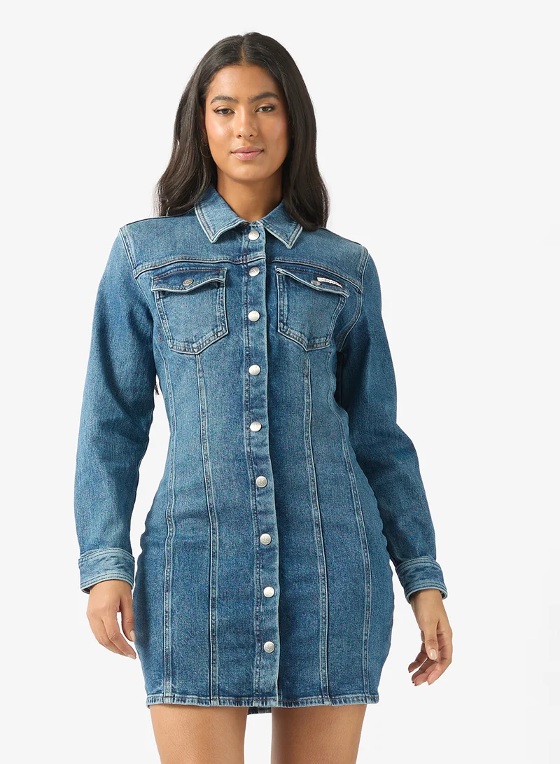 Calvin Klein Jeans Denim Long Sleeve Mini Dress