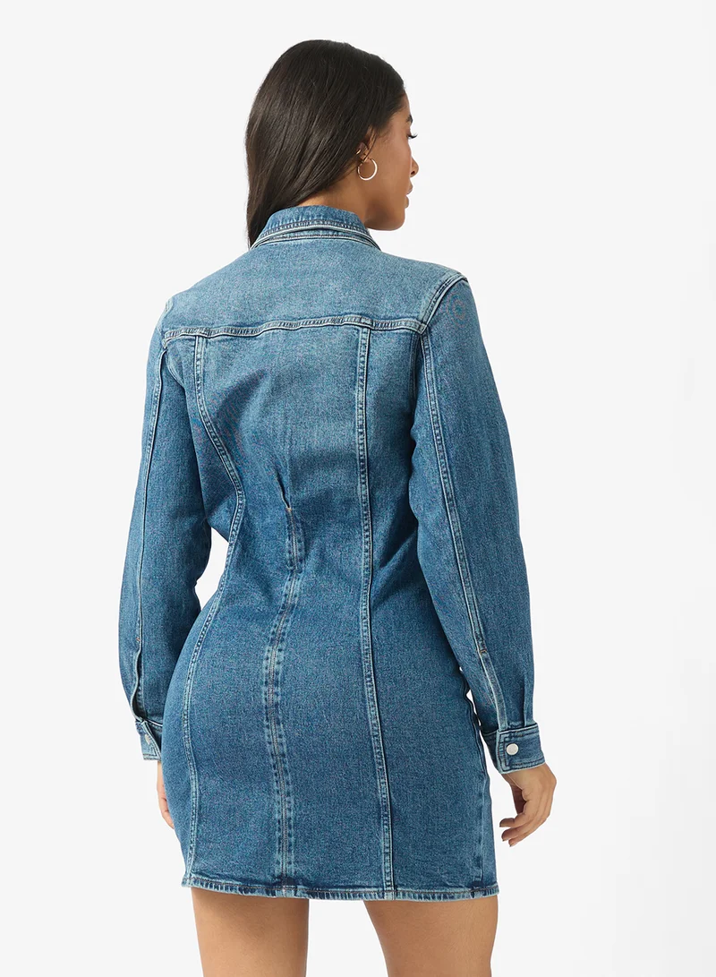 Calvin Klein Jeans Denim Long Sleeve Mini Dress