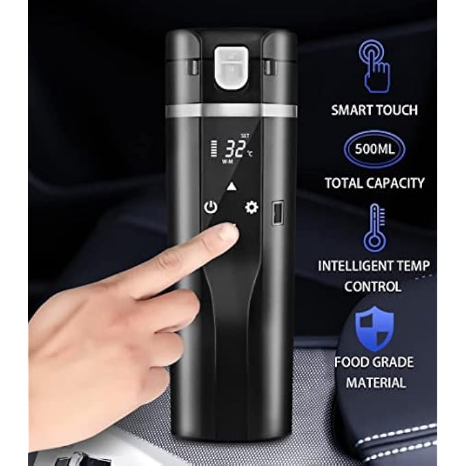 MAKINGTEC 24V12V Travel Electric Kettle For CarTruck 480Ml Car Heating Mug With AntiSpill Lid Leakproof 304 Stainless Steel Liner Portable Coffee Tea Cup Up To 100 Variable Temp Control Thermos - Image 3
