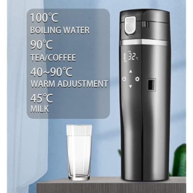MAKINGTEC 24V12V Travel Electric Kettle For CarTruck 480Ml Car Heating Mug With AntiSpill Lid Leakproof 304 Stainless Steel Liner Portable Coffee Tea Cup Up To 100 Variable Temp Control Thermos - Image 4