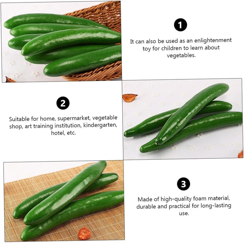 10pcs Realistic Artificial Cucumber Model Faux Vegetable Decor Green Foam Simulation Vegetables for Restaurant Hotel Home Kitchen Photography Props - Image 4