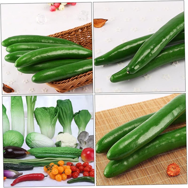 10pcs Realistic Artificial Cucumber Model Faux Vegetable Decor Green Foam Simulation Vegetables for Restaurant Hotel Home Kitchen Photography Props - Image 3