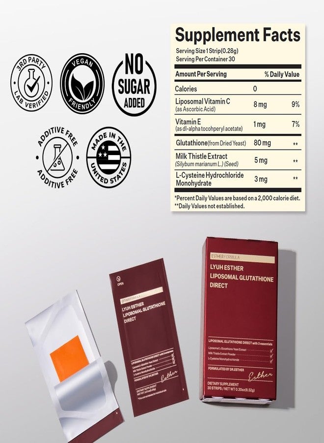 ESTHER FORMULA ESTHER FORMULA Liposomal Glutathione Strips (30 ct) - Glutathione Direct, Antioxidant Support, Skin Brightening | Fast-Absorbing Oral Beauty Film | Korean Supplements | Made in USA | Best Price UAE