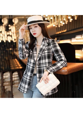 Small Suit Jacket Women's 2023 Autumn And Winter And Plaid Elegant Cyber Celebrity Suit Wool Suit Casual Top - pzsku/Z3D77E27311C7AC49731AZ/45/1750065619/ad15161e-a6cc-4b0d-936e-299dab9ef3af