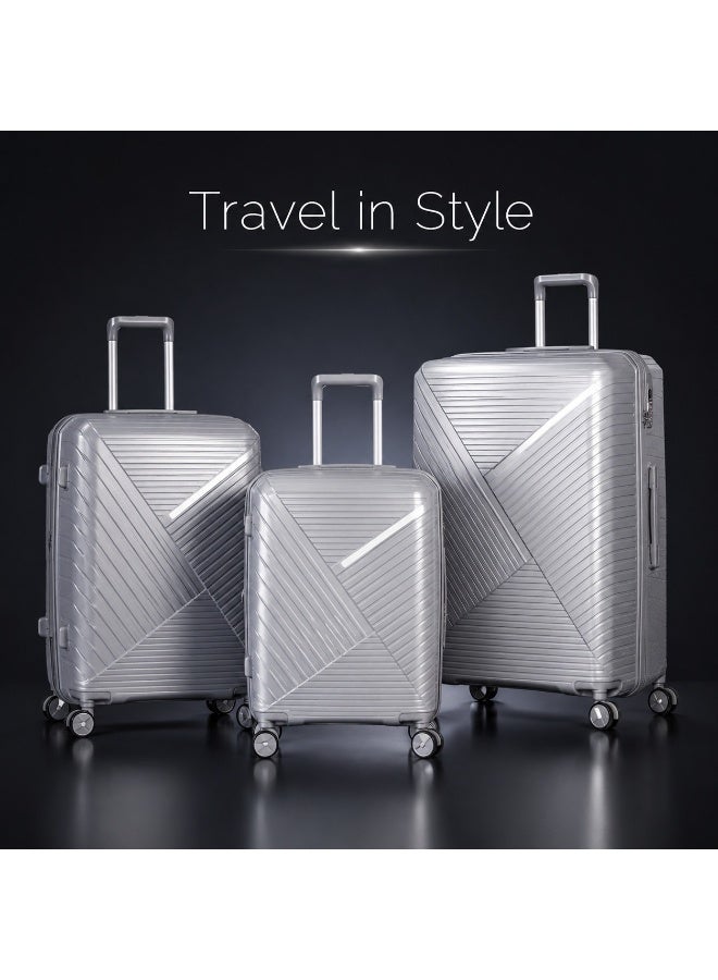 Hard Shell Luggage Set, 3-Piece Polypropylene Travel Suitcase Set, Lightweight and Impact-Resistant Design for Vacations, Business Trips and Family Travel - Image 1