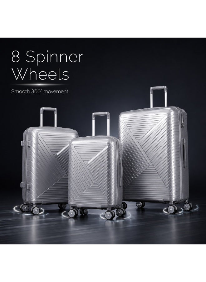 Hard Shell Luggage Set, 3-Piece Polypropylene Travel Suitcase Set, Lightweight and Impact-Resistant Design for Vacations, Business Trips and Family Travel - Image 4