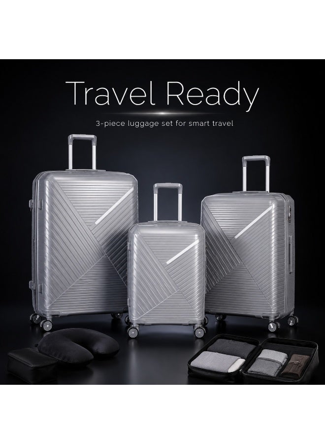 Hard Shell Luggage Set, 3-Piece Polypropylene Travel Suitcase Set, Lightweight and Impact-Resistant Design for Vacations, Business Trips and Family Travel - Image 3