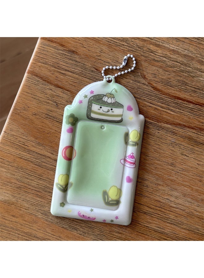 NIBEMINENT 1 - Piece Pink Strawberry Cake Guitar Kpop Photo Card Holder Pendant Key Chain ID Badge Holder ID Card Holder Photo Card Protector for School ID Office ID Access Card for Women Girls - Image 1