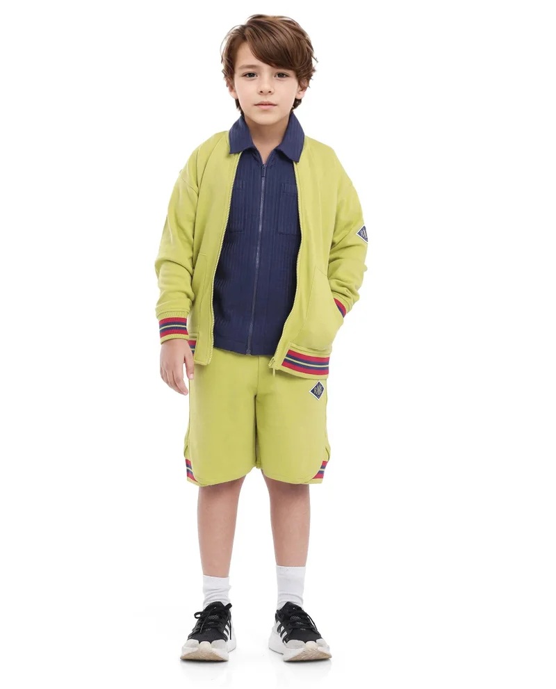 Rare Ones Rare Ones Kids Manttn Light Green Cotton Poly Full Sleeve Applique Jacket