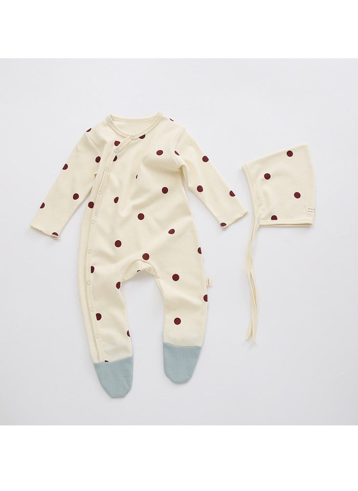 Baby cotton baby long sleeve onesie newborn baby clothes 80m m apricot red dot
