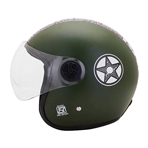 Sage Square ISI Marked Guardian Cruiser Open face Helmet for Royal Enfield (Green Matte) - Image 2