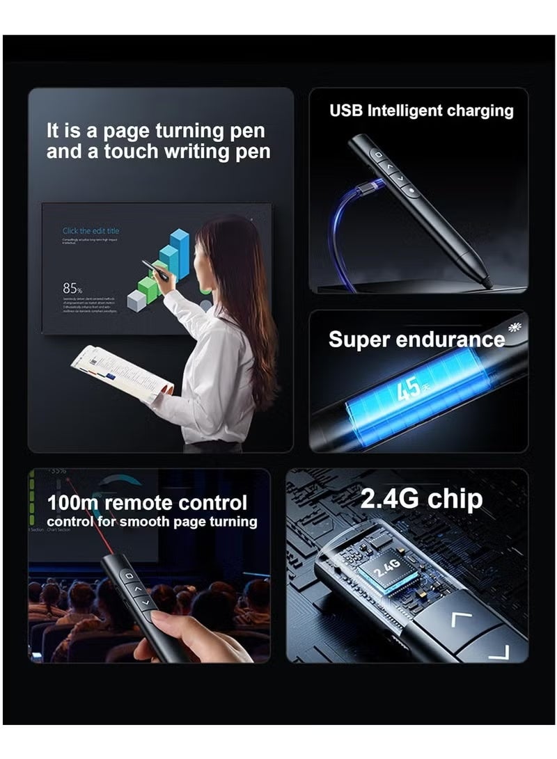 Presentation Clicker, Wireless Presenter Remote Clicker for Powerpoint, Powerpoint Clicker with Volume Control & Page Flip Presentation Remote Slide Advancer Clicker - Image 3