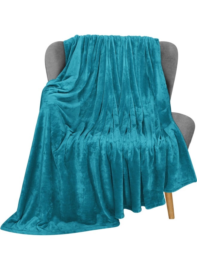 Utopia Bedding - Throw  Turquoise  -  Fleece Blanket Throw Size Turquoise Luxury Bed Blanket Fuzzy Soft Blanket Microfiber - Image 1