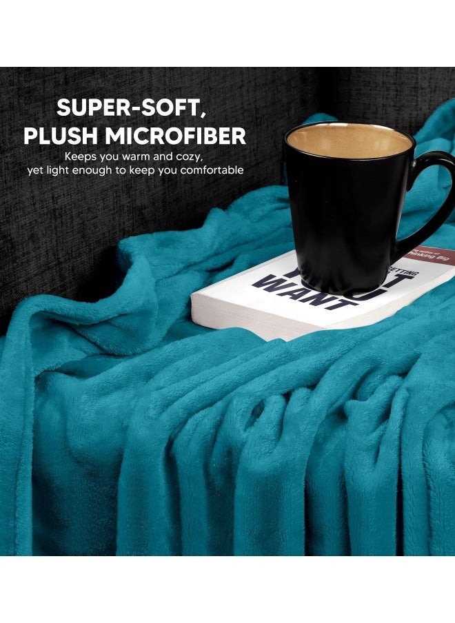 Utopia Bedding - Throw  Turquoise  -  Fleece Blanket Throw Size Turquoise Luxury Bed Blanket Fuzzy Soft Blanket Microfiber - Image 1