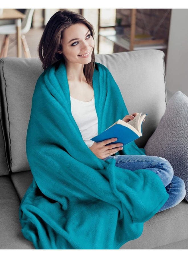 Utopia Bedding - Throw  Turquoise  -  Fleece Blanket Throw Size Turquoise Luxury Bed Blanket Fuzzy Soft Blanket Microfiber - Image 1