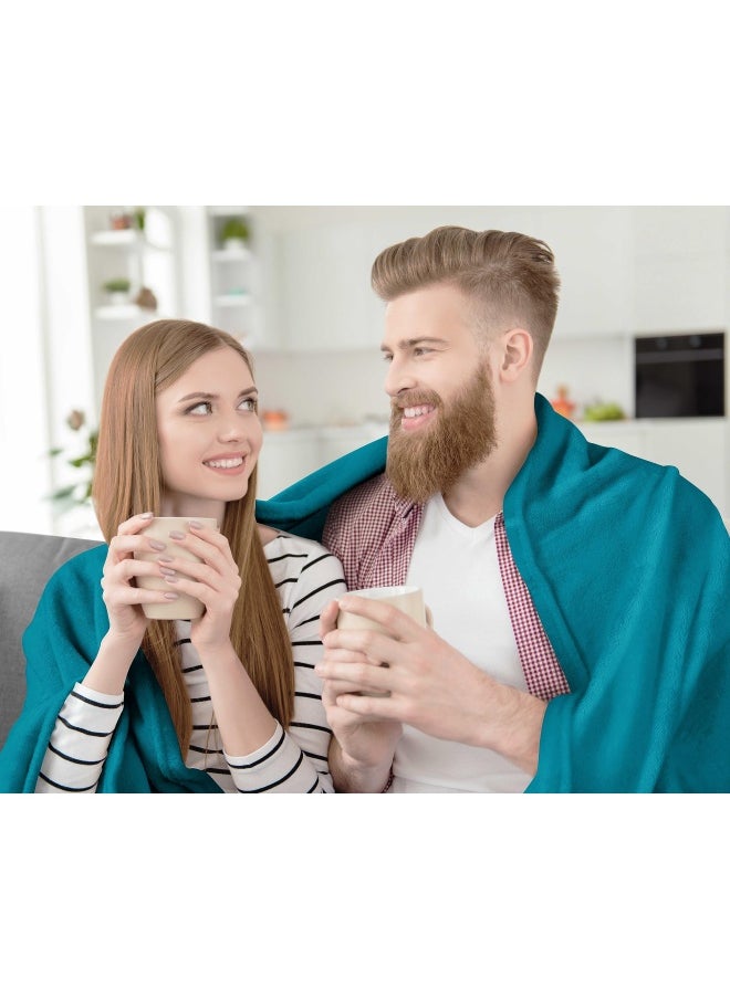 Utopia Bedding - Throw  Turquoise  -  Fleece Blanket Throw Size Turquoise Luxury Bed Blanket Fuzzy Soft Blanket Microfiber - Image 1