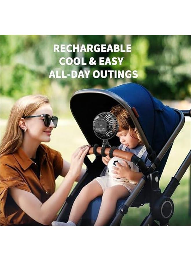 Battery Operated Stroller Fan Flexible Tripod Clip On Fan with 3 Speeds and Rotatable Handheld Personal Fans for Car Seat Crib Bike Treadmill (Black) - Image 2