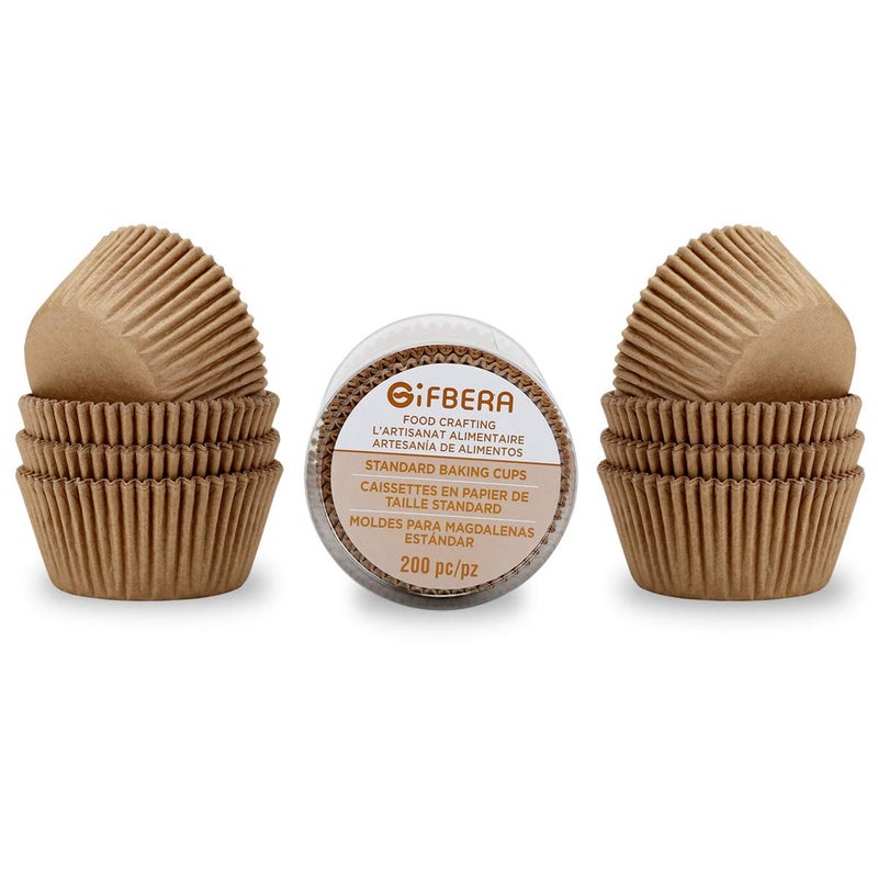 Gifbera Natural Odorless Cupcake Liners Standard Greaseproof Paper Muffin Baking Cups 200-Count, Natural Color - Image 4