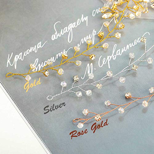 Catery Flower Bride Wedding Headband Gold Crystal Pearl Hair Vine Braid Headpiece Bridal Hair Accessories for Women - Image 2