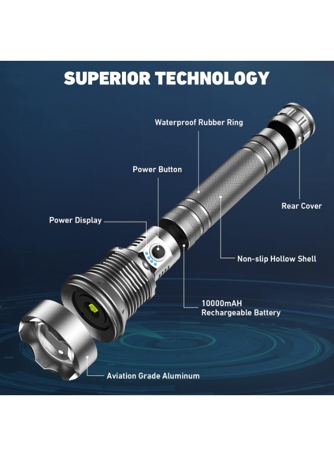 High-brightness rechargeable LED flashlight with multiple modes and waterproof design, for long-term use in emergency camping situations. - Image 2