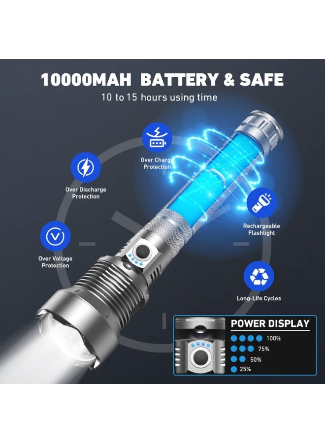 High-brightness rechargeable LED flashlight with multiple modes and waterproof design, for long-term use in emergency camping situations. - Image 3