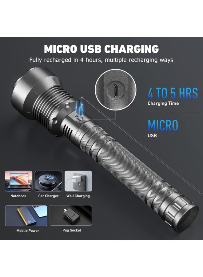 High-brightness rechargeable LED flashlight with multiple modes and waterproof design, for long-term use in emergency camping situations. - Image 4
