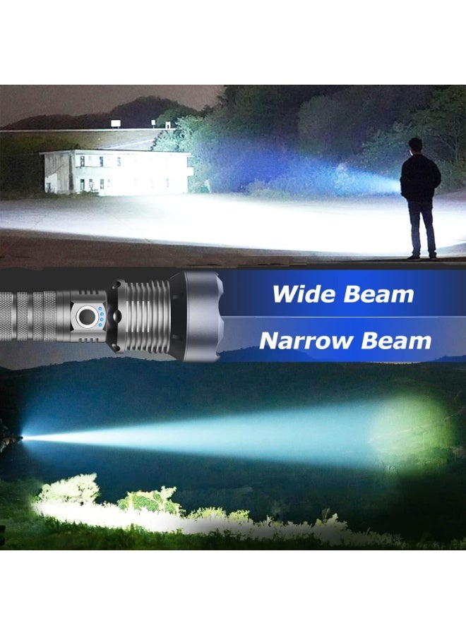 High-brightness rechargeable LED flashlight with multiple modes and waterproof design, for long-term use in emergency camping situations. - Image 5