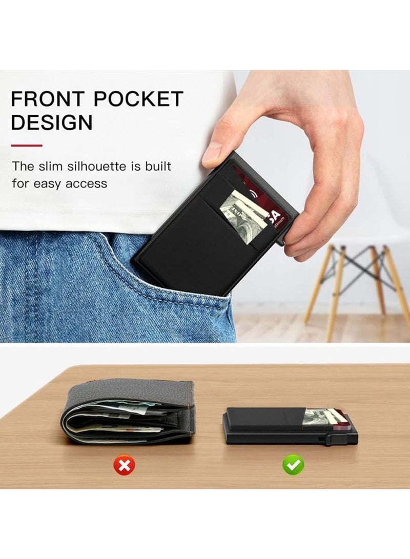 Credit Card Holder Pop Up RFID with Money Pocket Security Slim Metal Bank Card New 2023 for Men and Women Up to Hold 5 Cards - Image 5