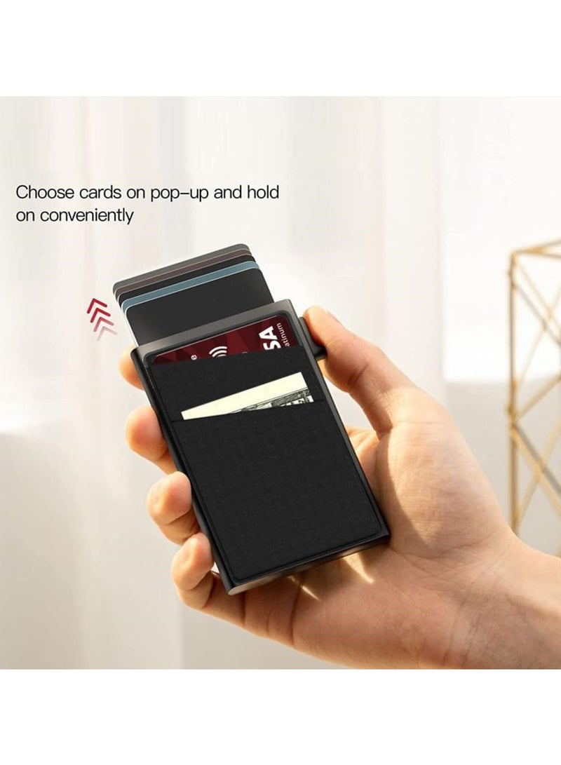 Credit Card Holder Pop Up RFID with Money Pocket Security Slim Metal Bank Card New 2023 for Men and Women Up to Hold 5 Cards - Image 2