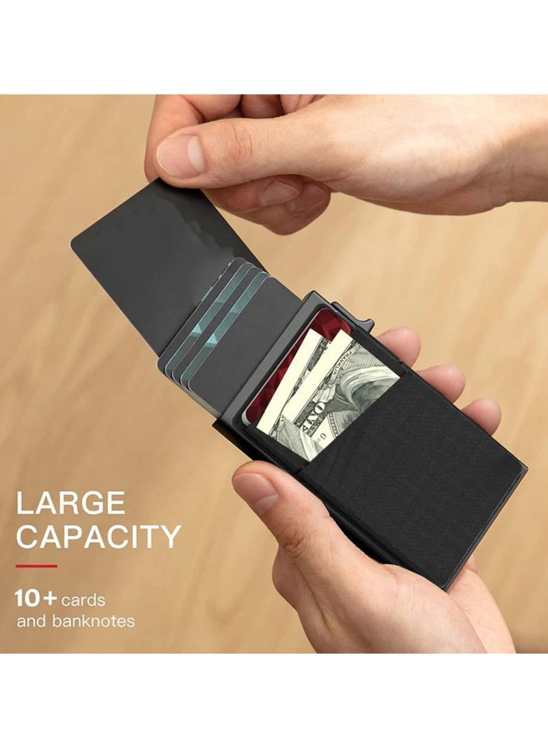 Credit Card Holder Pop Up RFID with Money Pocket Security Slim Metal Bank Card New 2023 for Men and Women Up to Hold 5 Cards - Image 3
