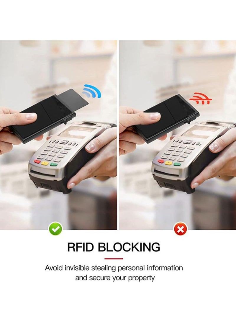 Credit Card Holder Pop Up RFID with Money Pocket Security Slim Metal Bank Card New 2023 for Men and Women Up to Hold 5 Cards - Image 4