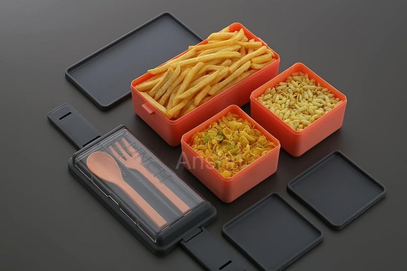 Anshri 3 Compartment Lunch Box, Tiffin Box for Office MenWomenkids Lunch Box, Microwave Safe Leak Proof & Removable School,Garden,Travel Lunch Boxes (Pista,1400 Ml) (Pack of 2) - Image 4