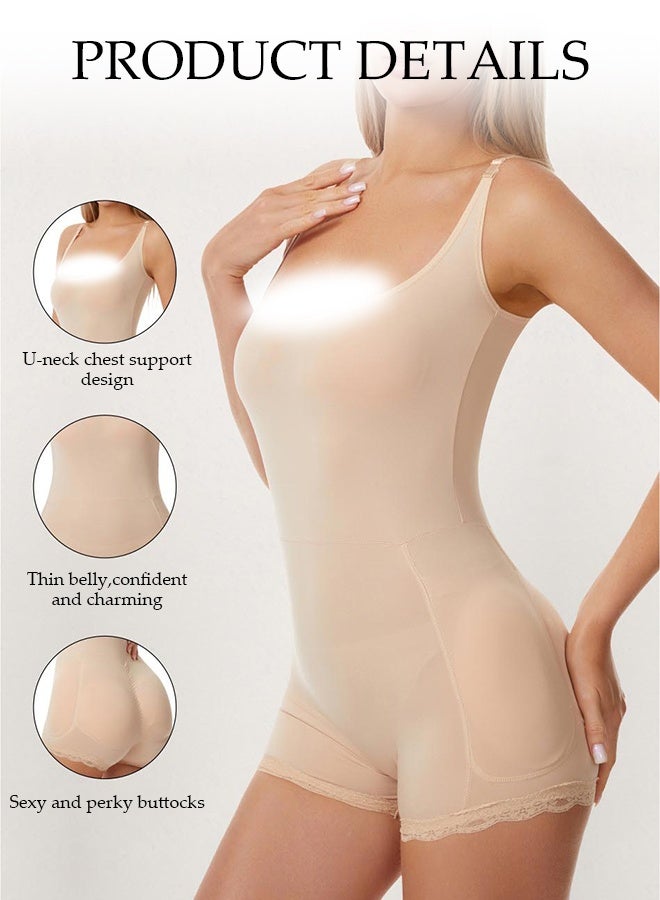 DUNISO Women's Bodysuit Shapewear，Tighten Waist Abdomen Buttocks Lift Bodysuit，Lightweight Breathable U-Neck Sleeveless Slimming Jumpsuit with Adjustable Shoulder Strap，Suitable for Daily Life and Exercise, M - Image 4