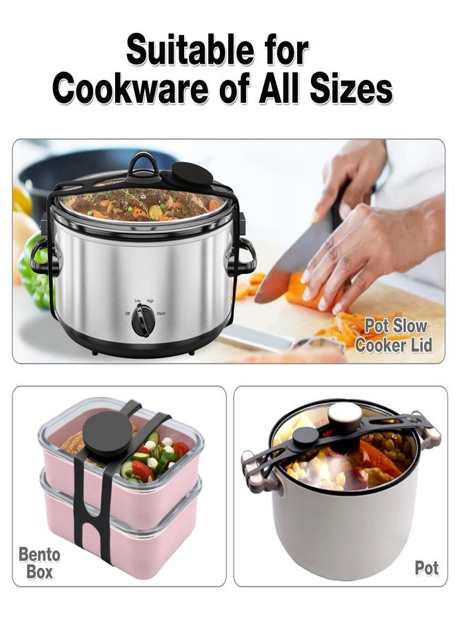 FAILUN 2PCS Silicone Lid Latch for Pots - Universal Lid Latch Strap for Crockpot, Crock Pot Lid Strap, Crockpot Locking Lid, Slow Cooker Lid Lock, Silicone Travel Latch for Casserole Dishes and Pans - Image 2