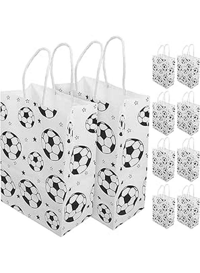24 Kraft Paper Soccer Party Bags with Handles Small Sports Favor Bags for Birthday Football Event - Image 1