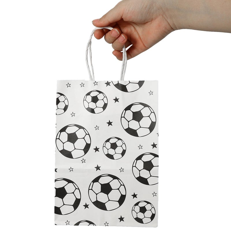 24 Kraft Paper Soccer Party Bags with Handles Small Sports Favor Bags for Birthday Football Event - Image 5